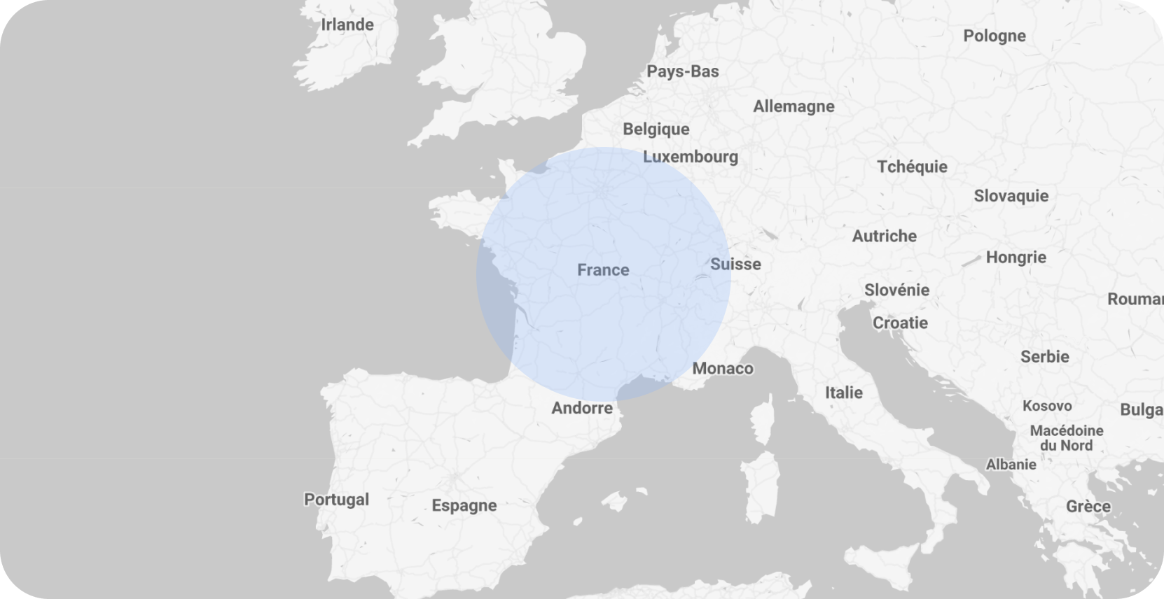 Carte de la zone par défaut